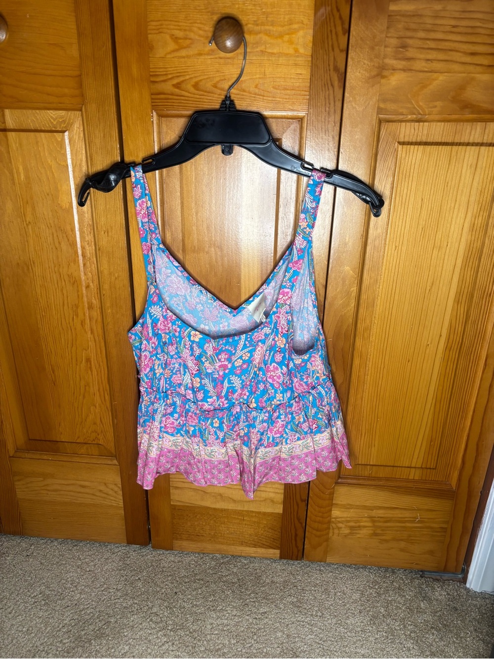 Plenty by Tracy Reese Blue and Pink Floral Ruffled Camisole